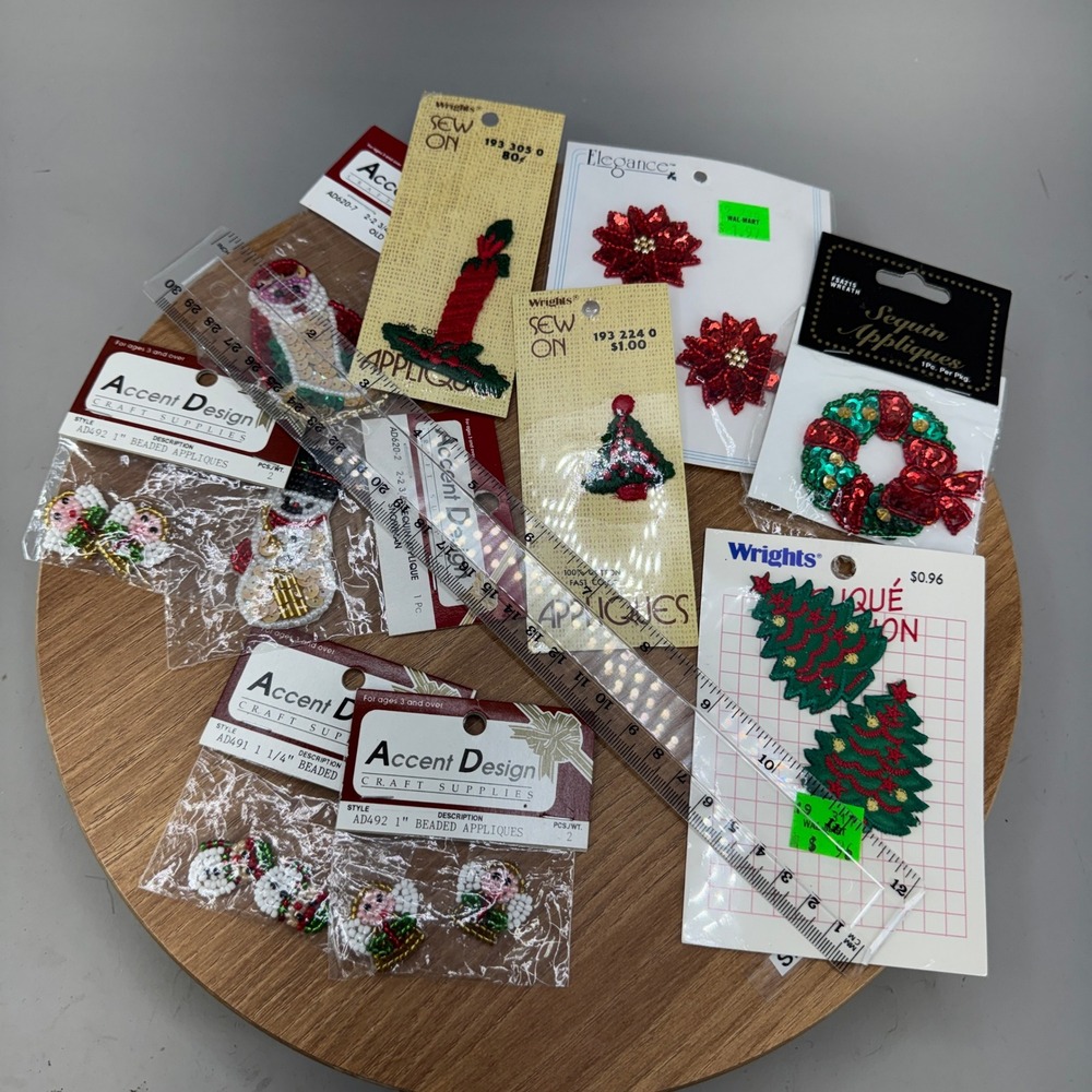 Wrights Accent Design Christmas Appliques Lot Mixed Multi Color Holiday‎ Craft